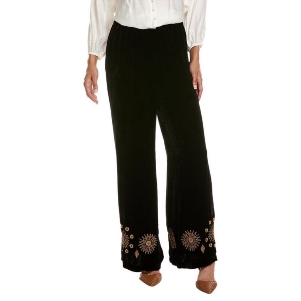 JOHNNY WAS JWLA Heidi Velvet Silk-Blend Wide Leg Pant - Picture 2 of 6